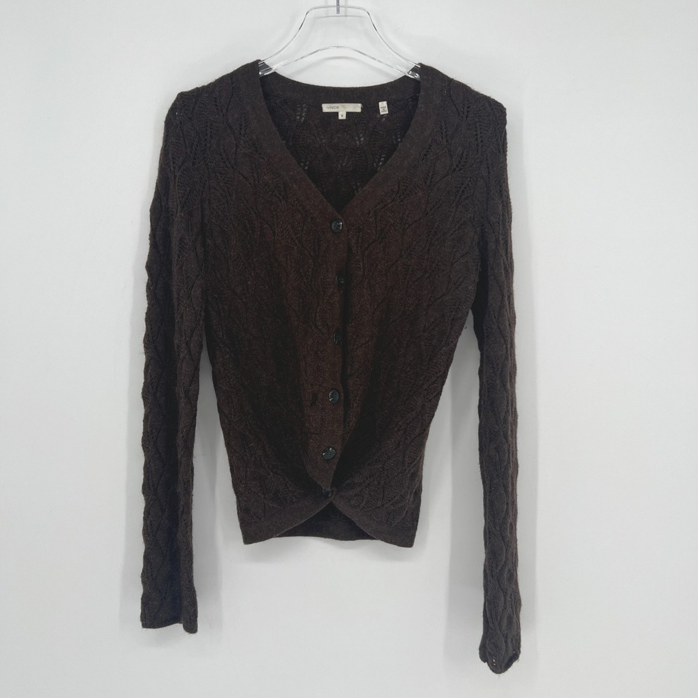 Vince Knit Cardigan Womens M Superfine Alpaca Cashmere Wool Preppy Minimalist